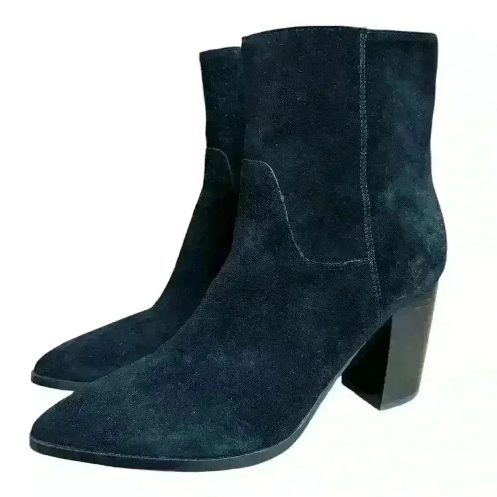 Marc Fisher Women's Black Suede Ankle Boot Inner Zip Up Size 9